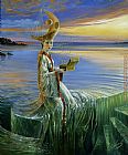 Michael Cheval Lady of Hurricane painting